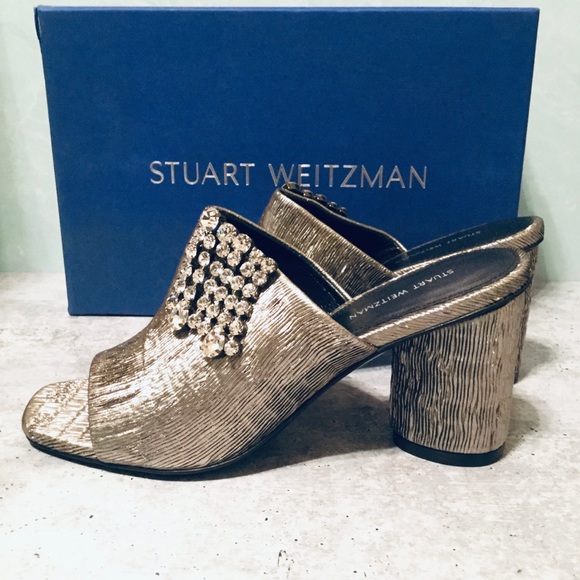 Stuart Weitzman Theone Pleated Lurex Heels 7 - Picture 4 of 8